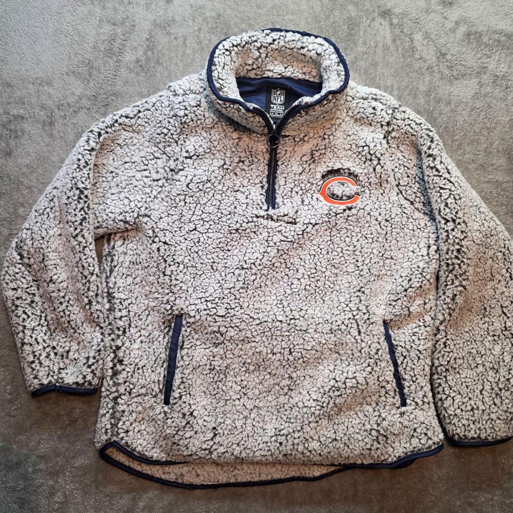Chicago Bears Jacket Mens XL Gray NFL Football NFL Team Apparel Sherpa Pullover